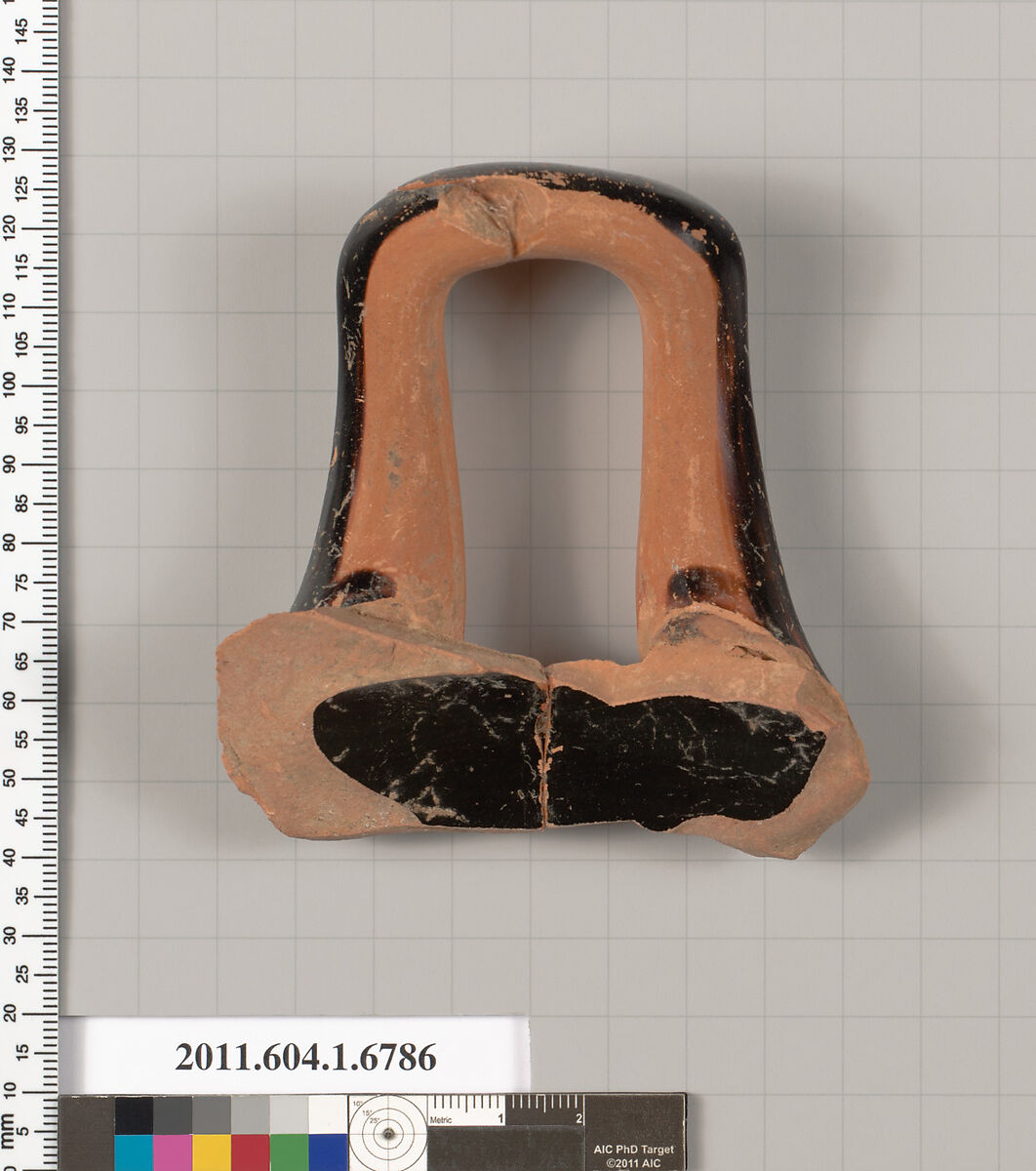 Terracotta fragment of a kylix (drinking cup), Terracotta, Greek, Attic