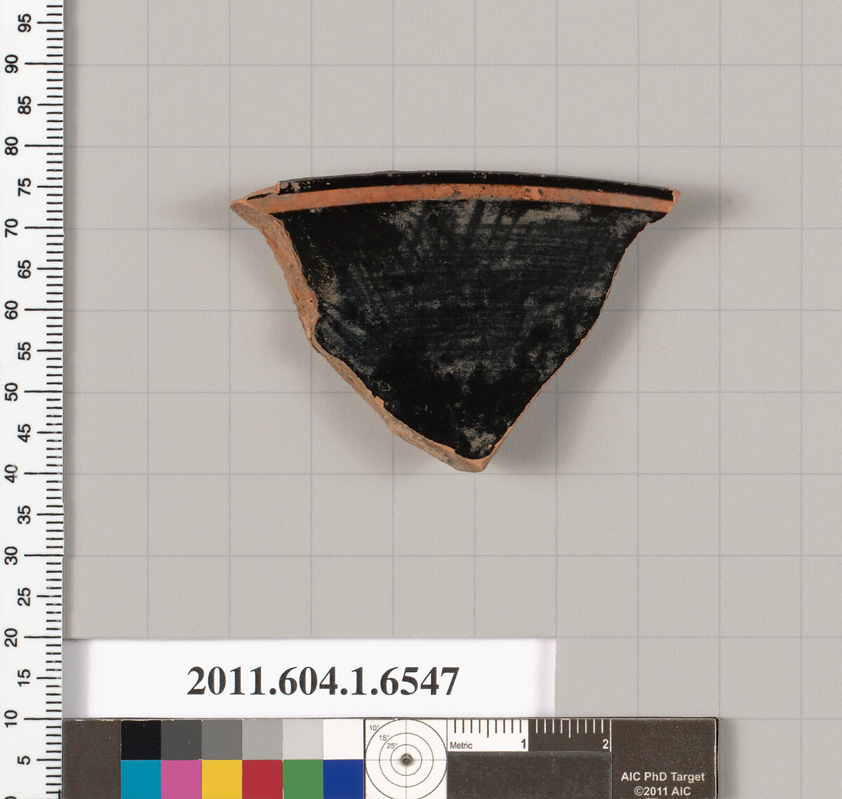 Terracotta rim fragment of a kylix (drinking cup), Terracotta, Greek, Attic