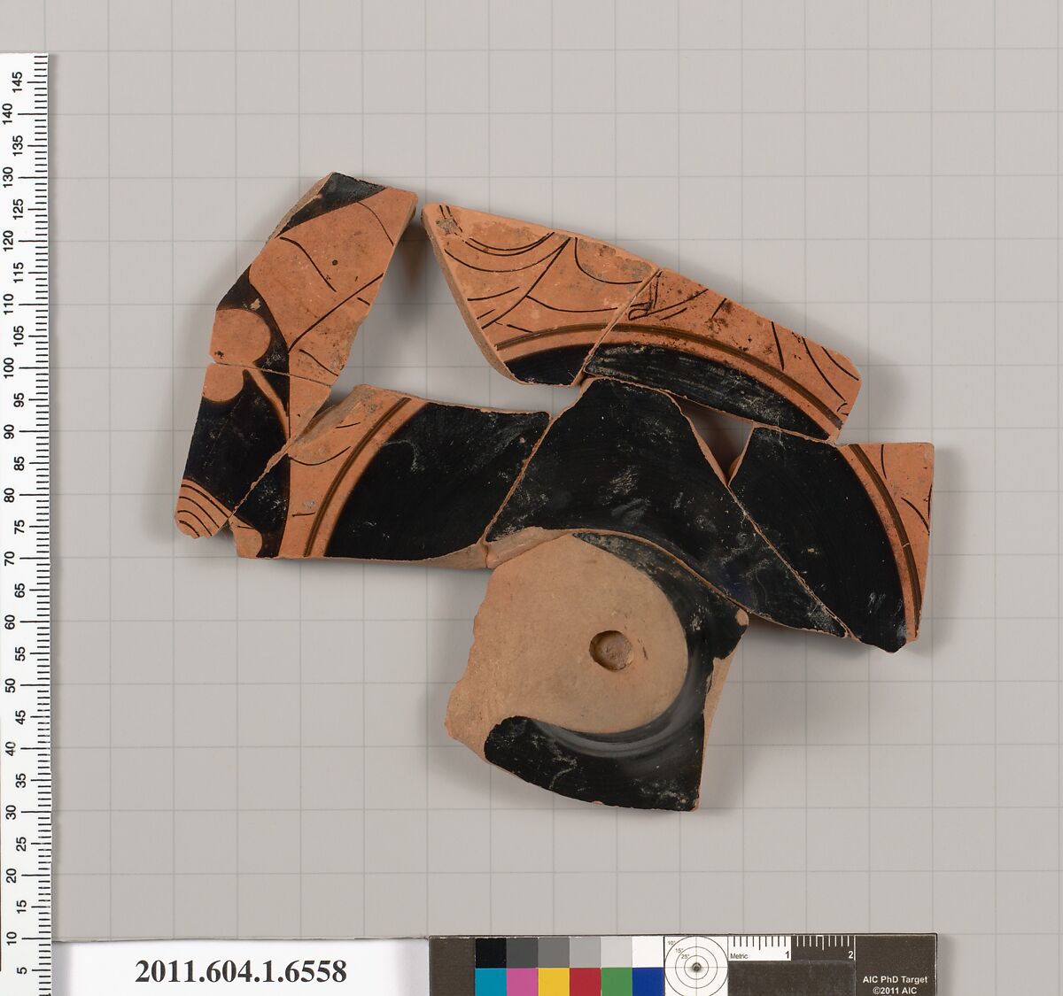 Terracotta fragment of a kylix (drinking cup), Terracotta, Greek, Attic
