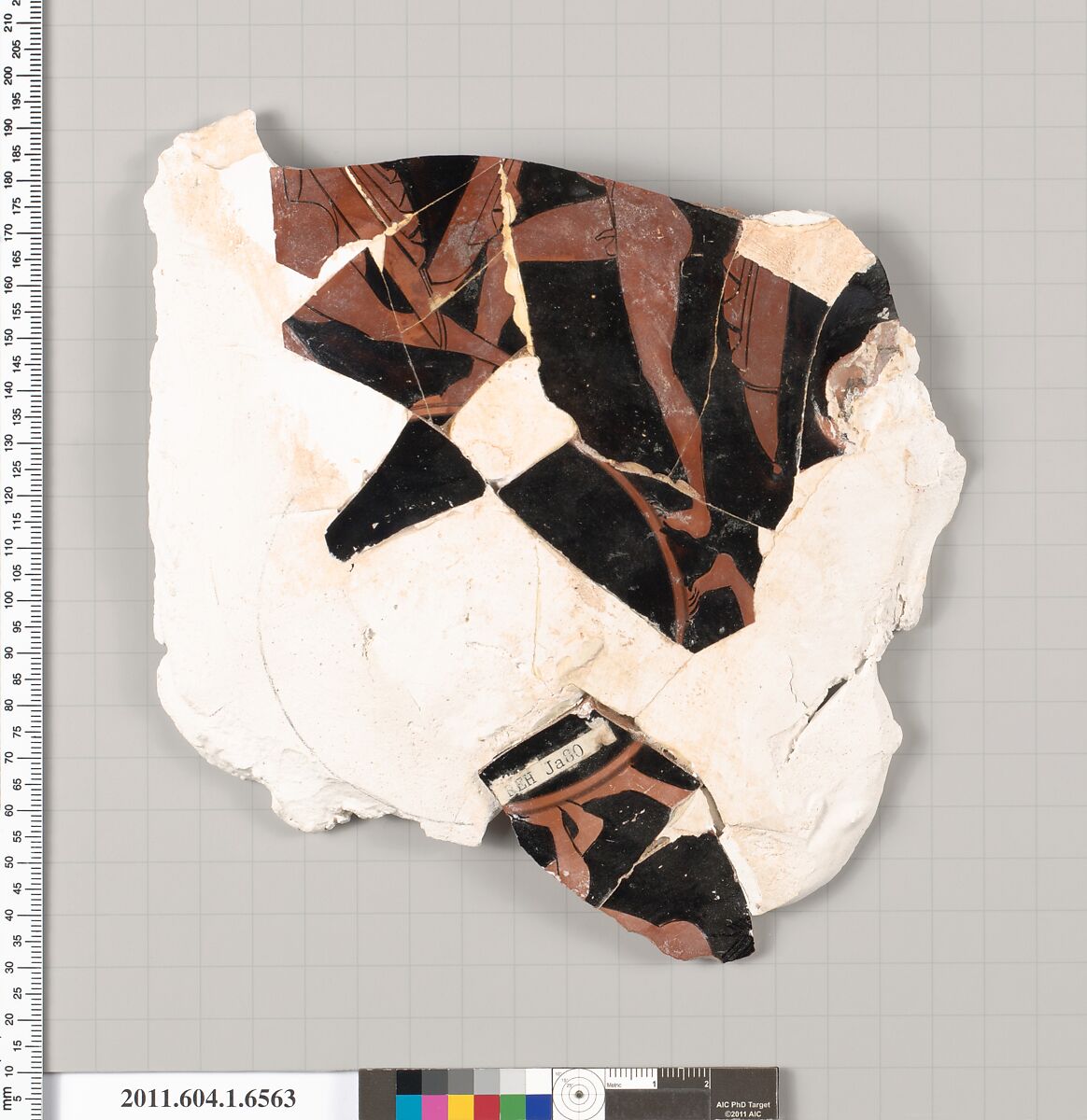 Terracotta fragment of a kylix (drinking cup), Terracotta, Greek, Attic