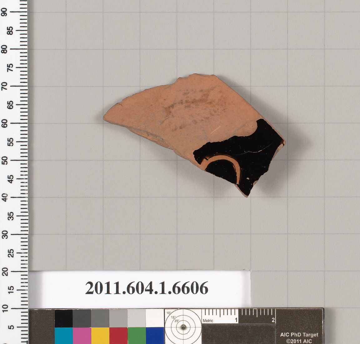 Terracotta fragment of a kylix (drinking cup), Terracotta, Greek, Attic 