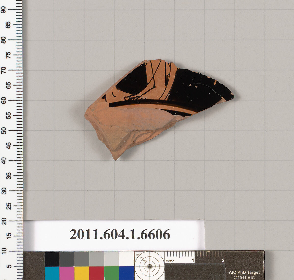 Terracotta fragment of a kylix (drinking cup), Terracotta, Greek, Attic