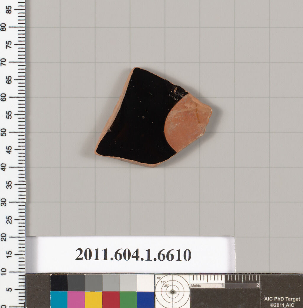 Terracotta fragment of a kylix (drinking cup), Terracotta, Greek, Attic