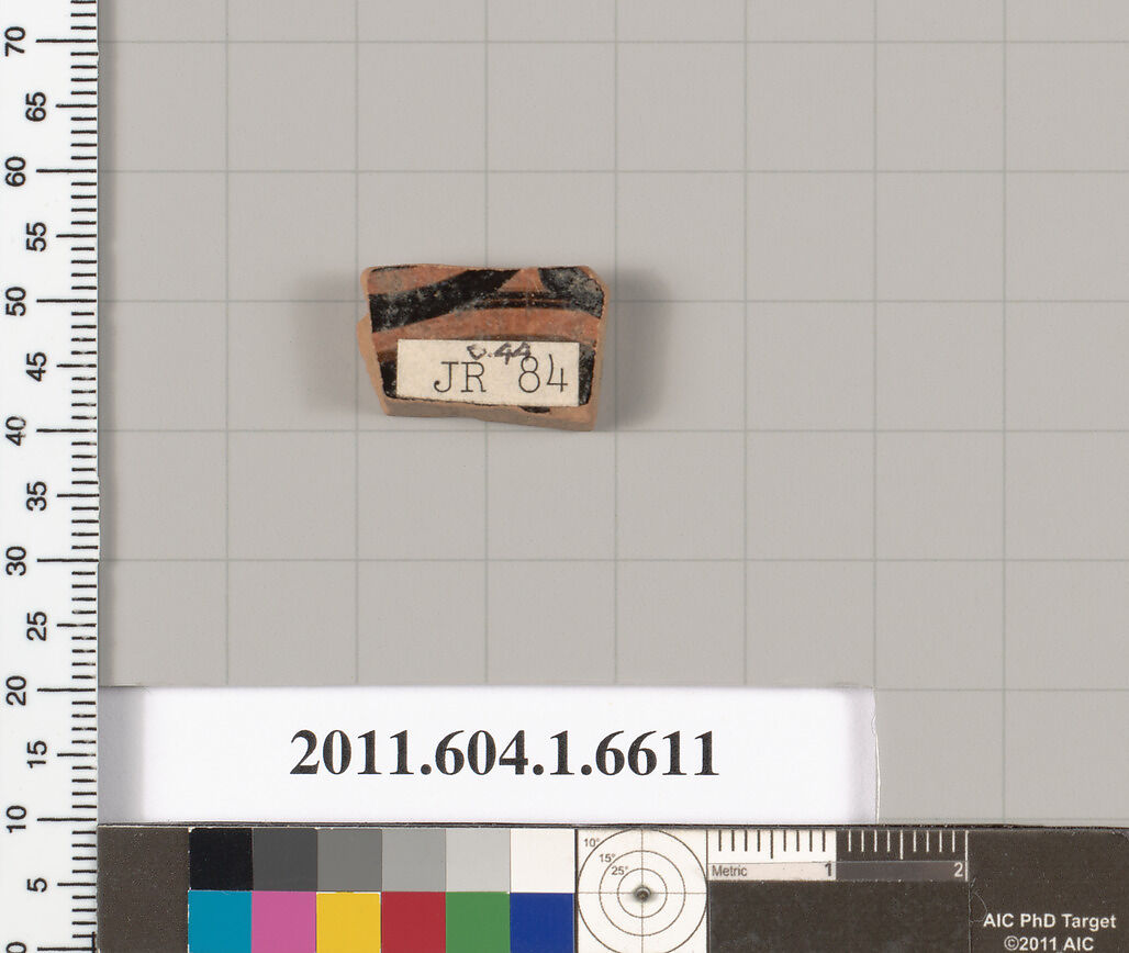 Terracotta fragment of a kylix (drinking cup), Terracotta, Greek, Attic