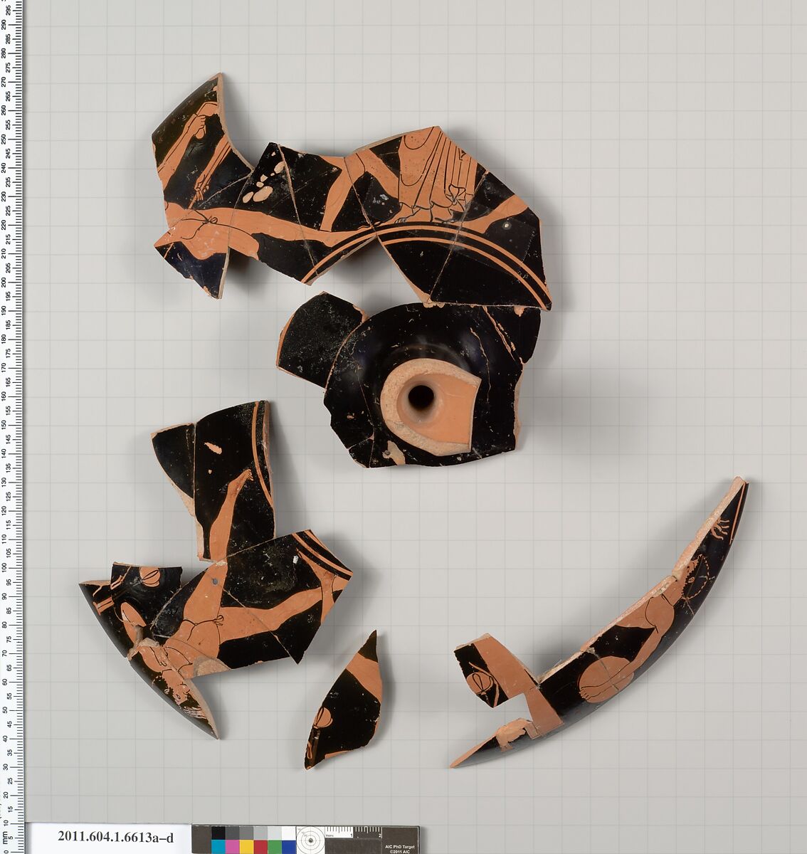 Terracotta fragments of a kylix (drinking cup), Terracotta, Greek, Attic