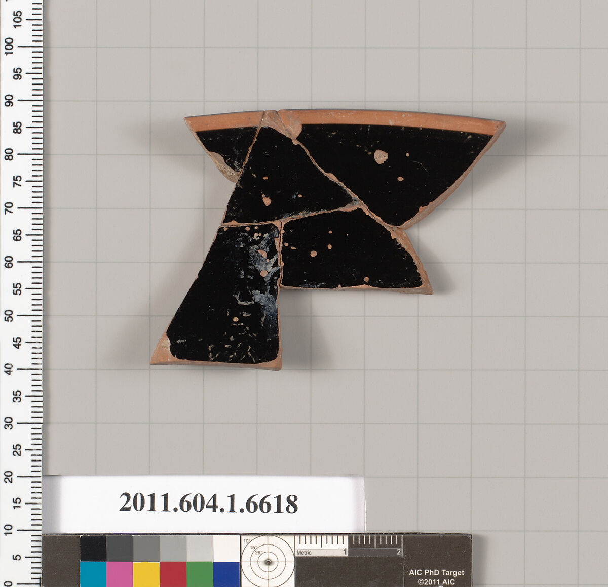 Terracotta rim fragment of a kylix (drinking cup), Terracotta, Greek, Attic