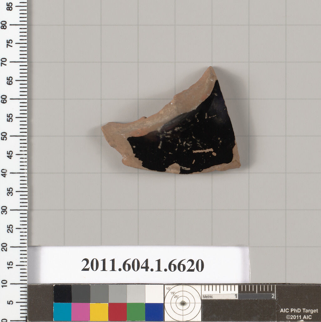 Terracotta fragment of a kylix (drinking cup), Terracotta, Greek, Attic