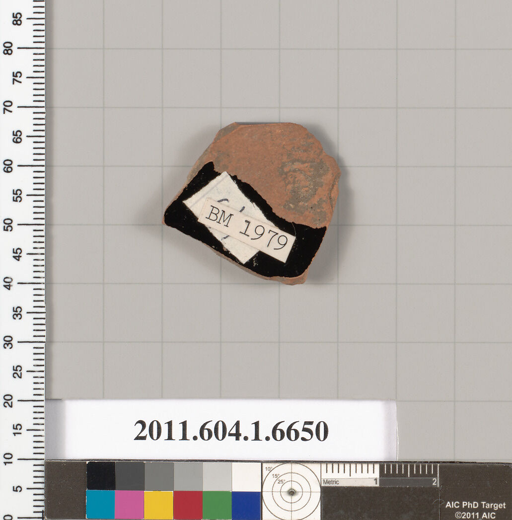 Terracotta rim fragment of a kylix (drinking cup), Terracotta, Greek, Attic