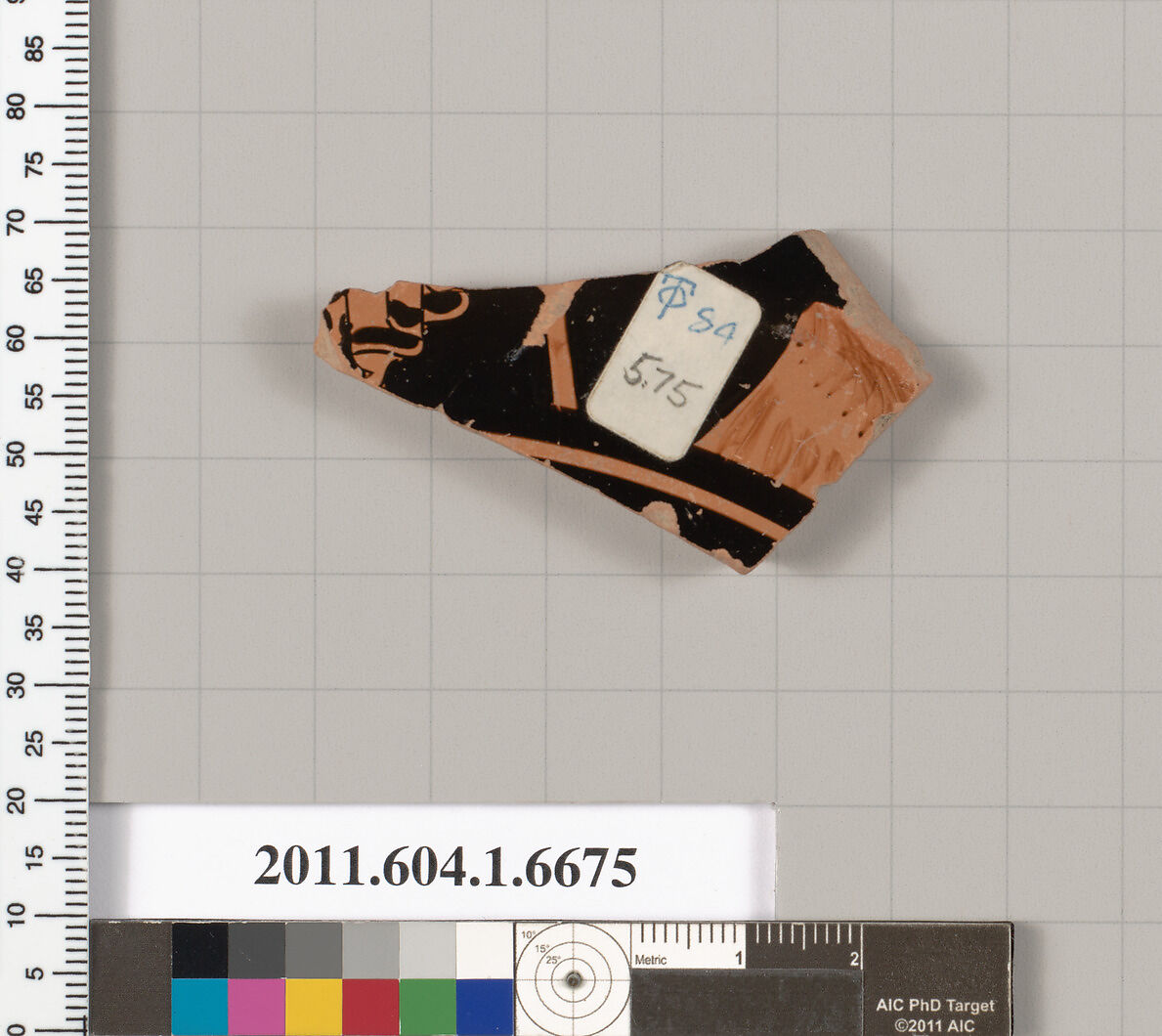 Terracotta fragment of a kylix (drinking cup), Terracotta, Greek, Attic