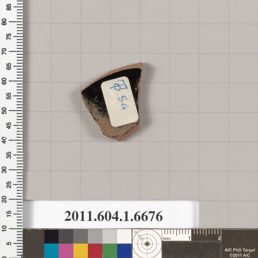 Terracotta fragment of a kylix (drinking cup), Terracotta, Greek, Attic