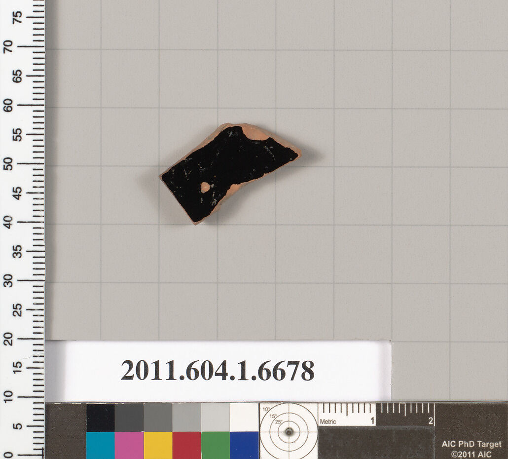 Terracotta fragment of a kylix (drinking cup), Terracotta, Greek, Attic