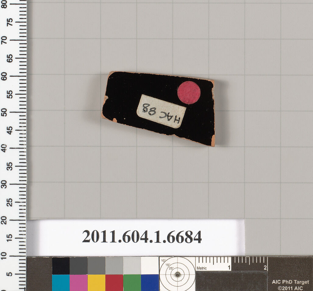 Terracotta fragment of a kylix (drinking cup), Terracotta, Greek, Attic