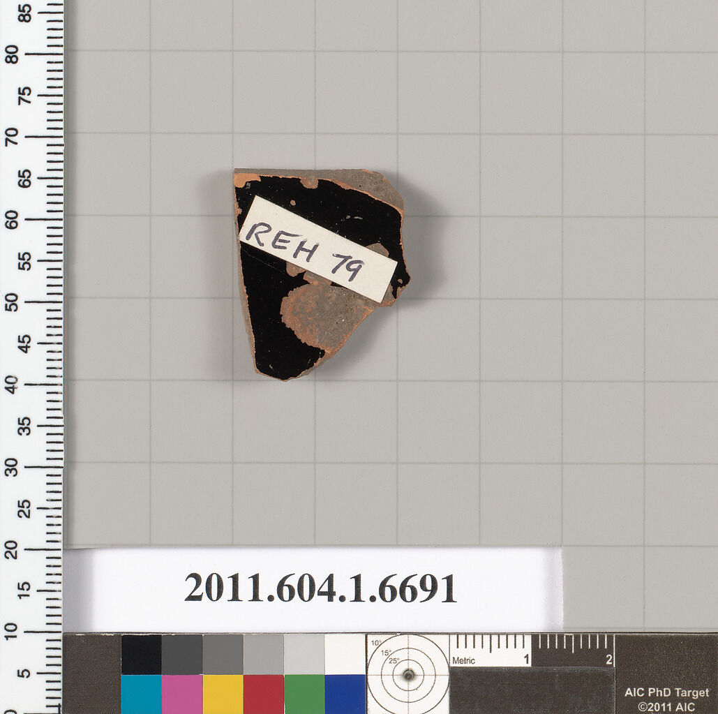 Terracotta fragment of a kylix (drinking cup), Terracotta, Greek, Attic