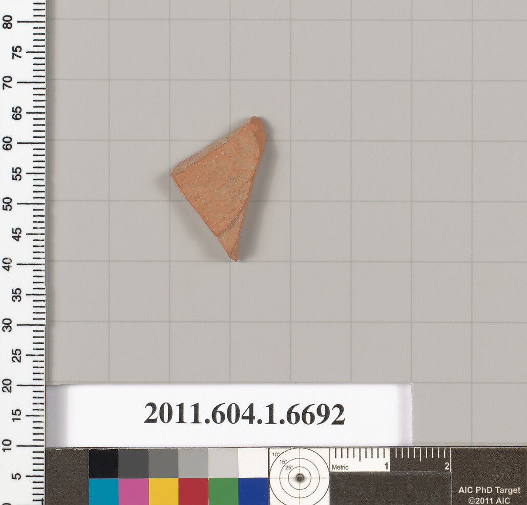 Terracotta fragment of a kylix (drinking cup), Terracotta, Greek, Attic