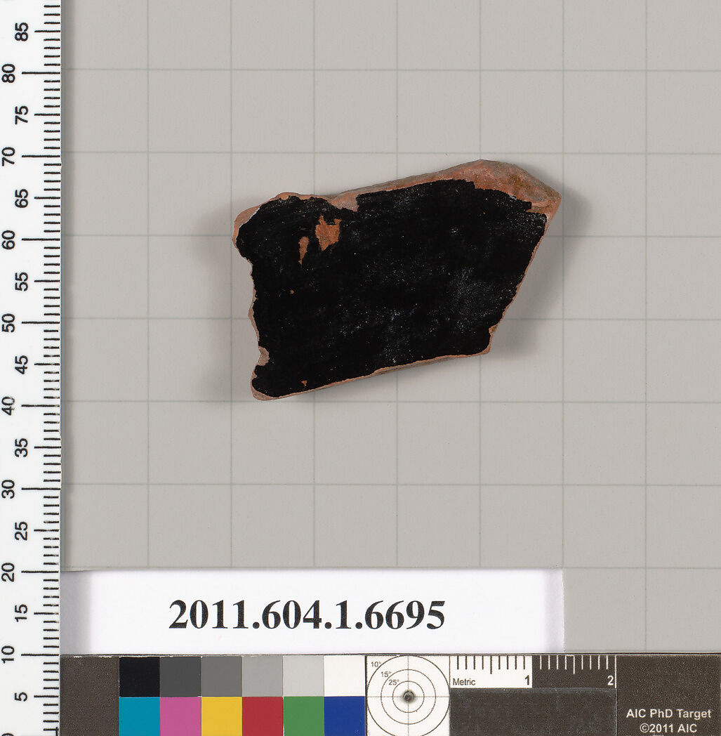 Terracotta fragment of a kylix (drinking cup), Terracotta, Greek, Attic