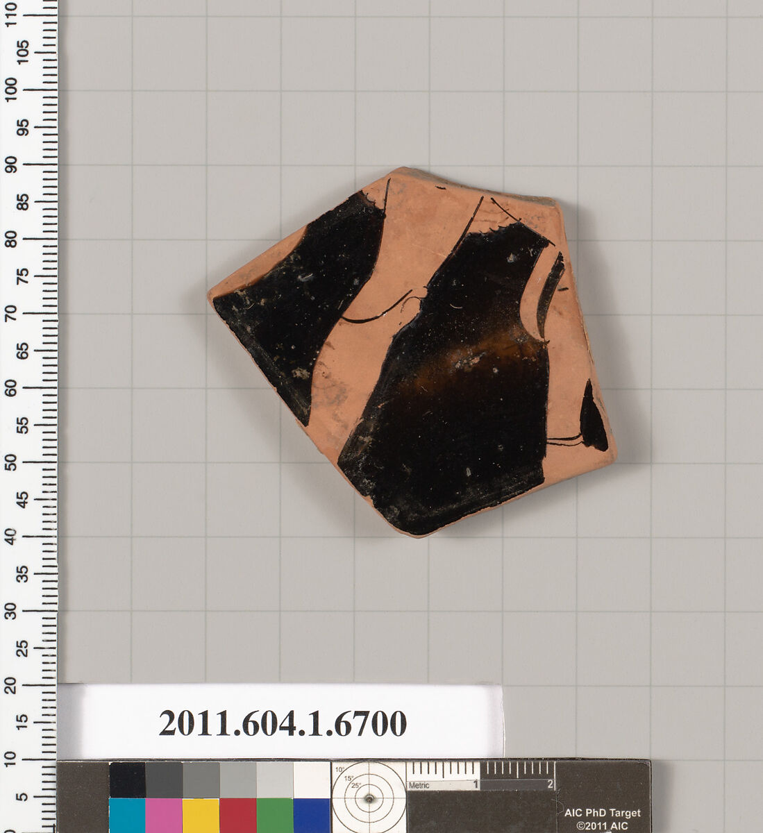Terracotta fragment of a kylix (drinking cup), Terracotta, Greek, Attic