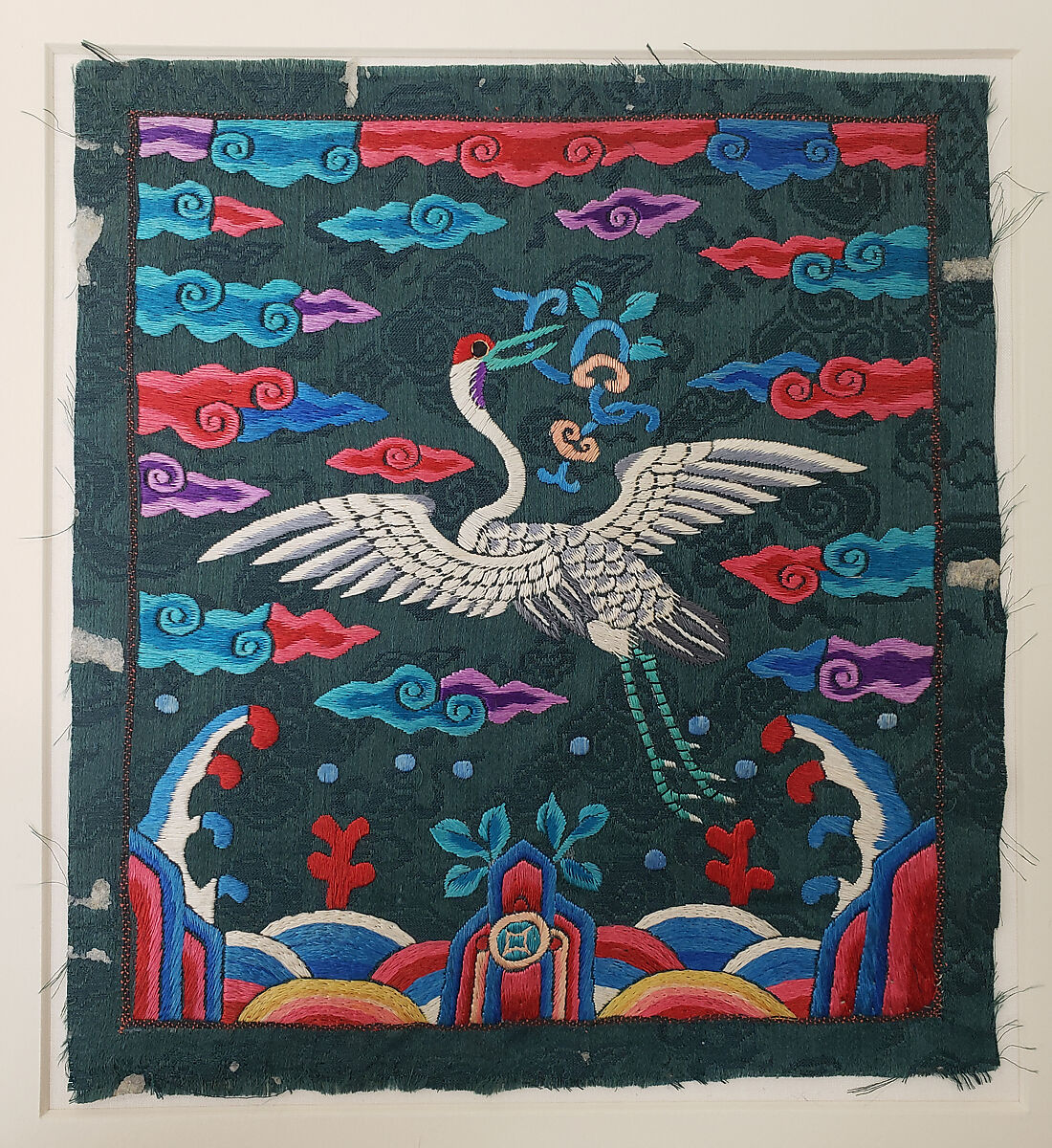 Rank Badge with Crane, Silk, Korea 