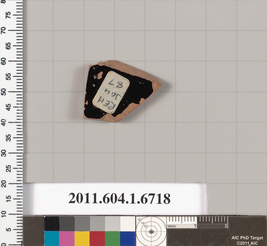 Terracotta fragment of a kylix (drinking cup), Terracotta, Greek, Attic