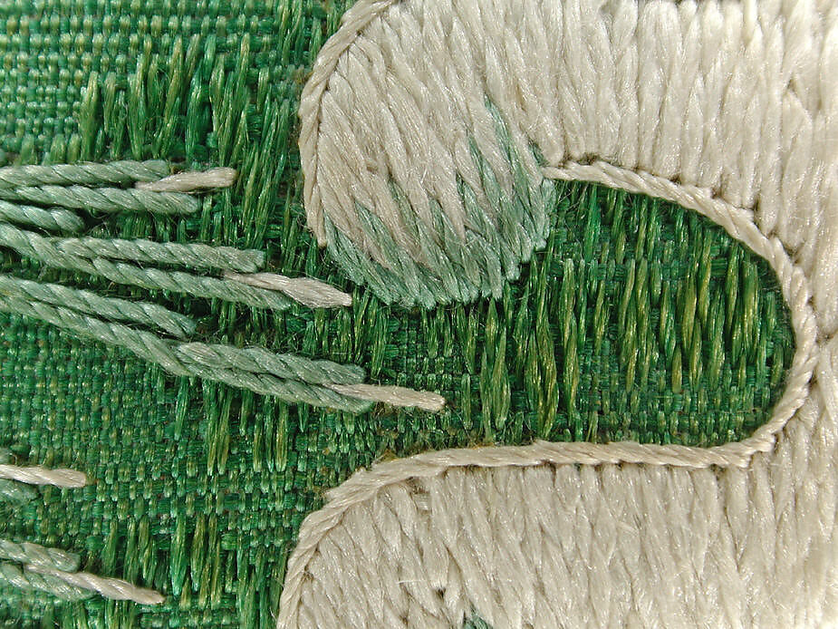 Rank Badge with Decoration of Two Cranes among Clouds, Silk embroidery on silk damask, Korea