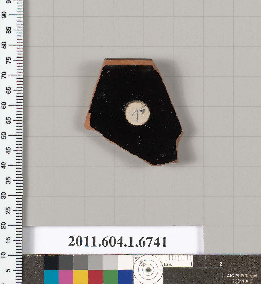 Terracotta rim fragment of a kylix (drinking cup), Terracotta, Greek, Attic