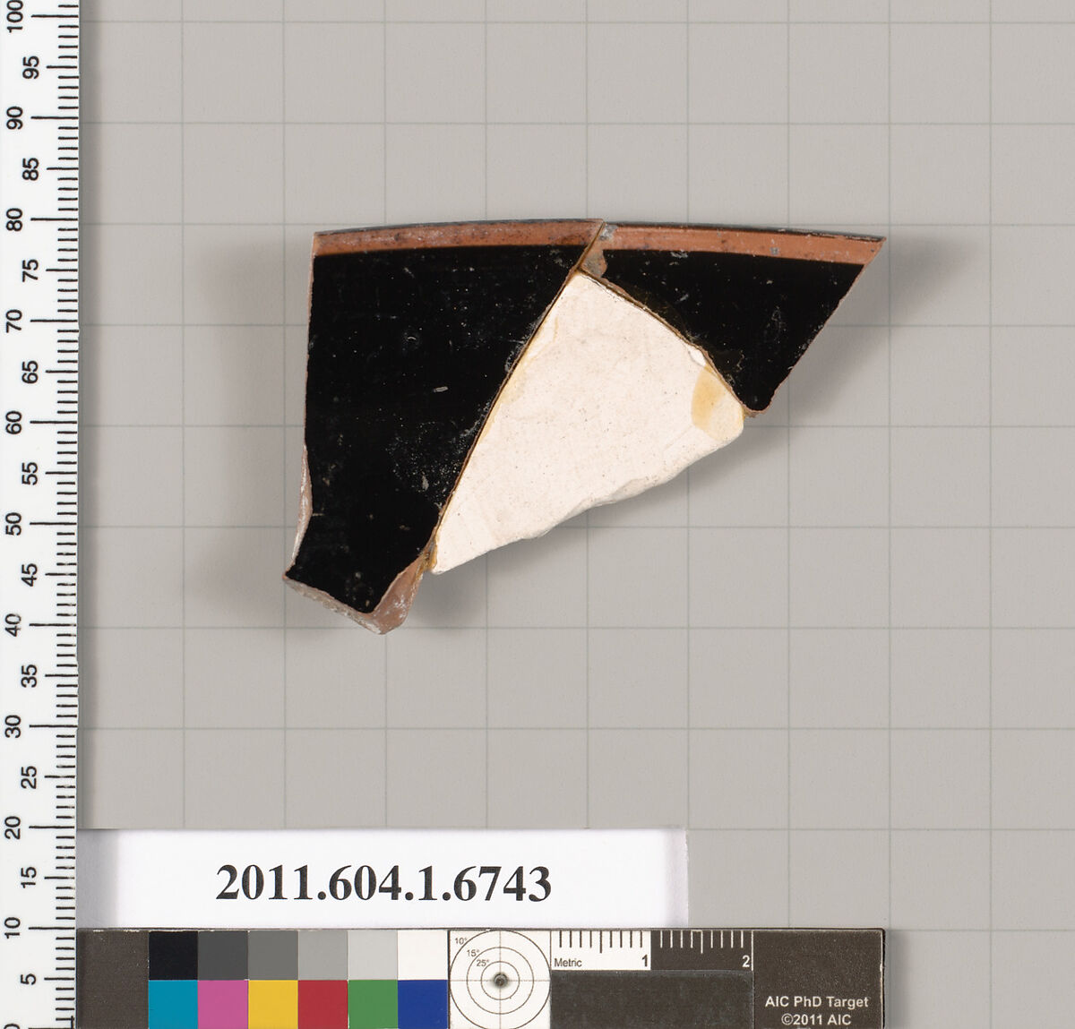 Terracotta rim fragment of a kylix (drinking cup), Terracotta, Greek, Attic