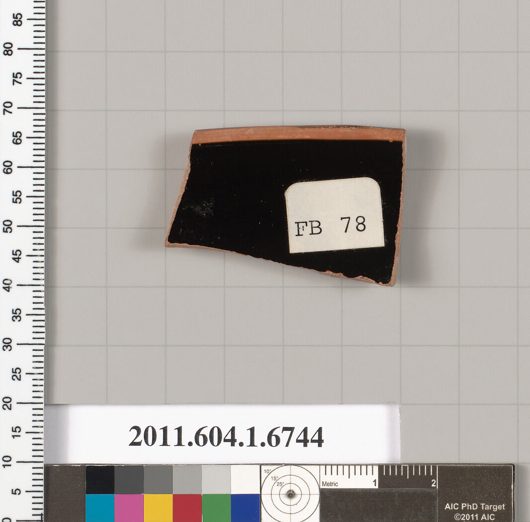 Terracotta rim fragment of a kylix (drinking cup), Terracotta, Greek, Attic