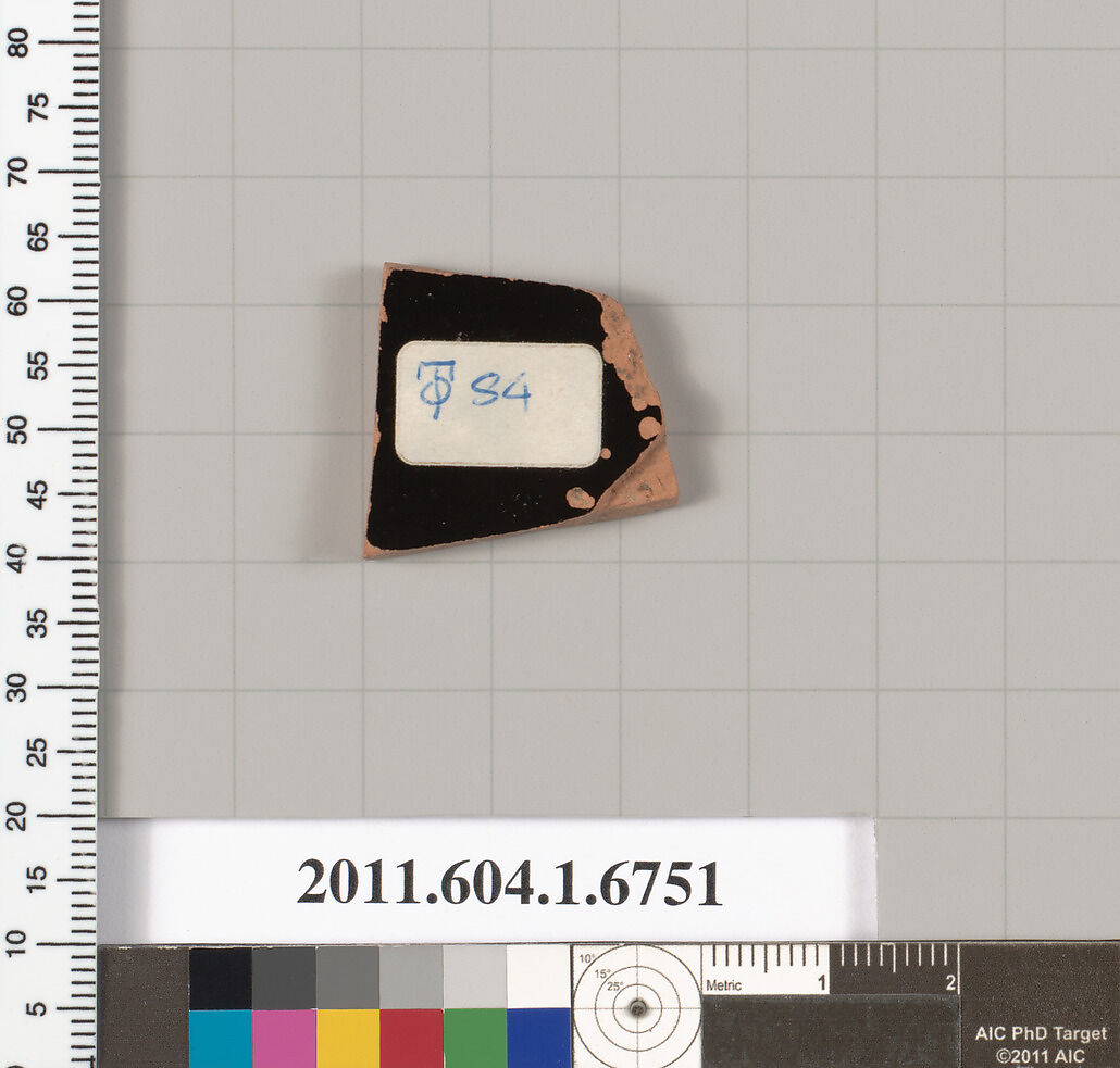 Terracotta fragment of a kylix (drinking cup), Terracotta, Greek, Attic