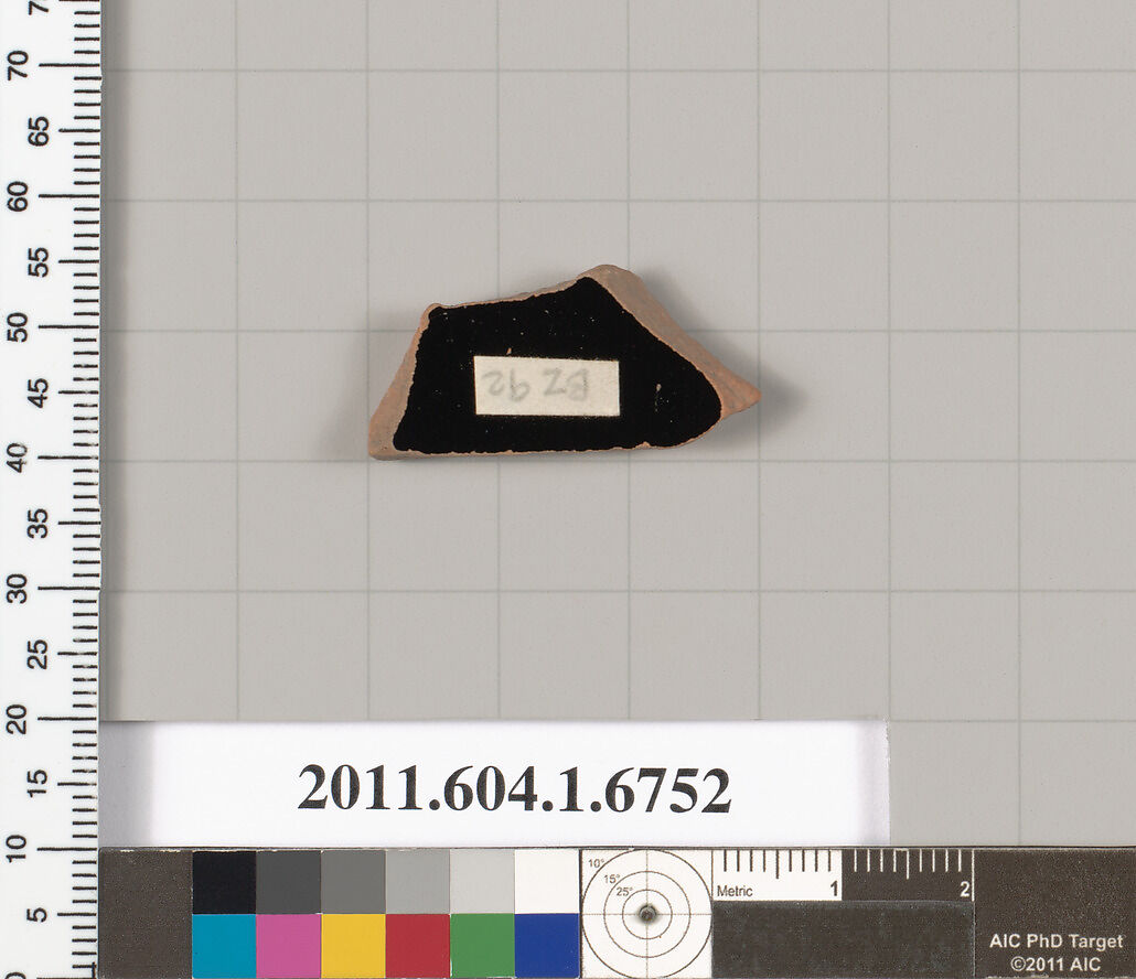 Terracotta fragment of a kylix (drinking cup), Terracotta, Greek, Attic