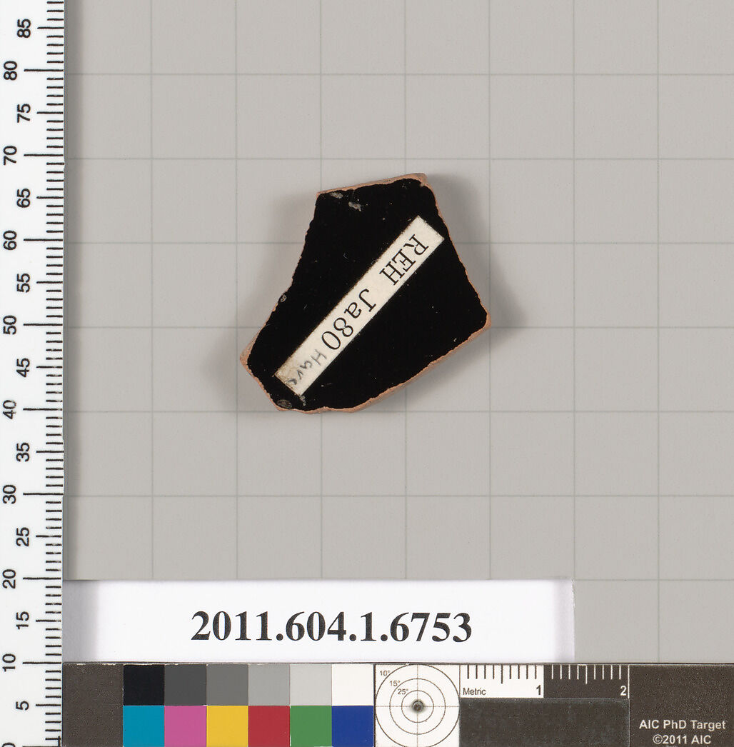 Terracotta fragment of a kylix (drinking cup), Terracotta, Greek, Attic