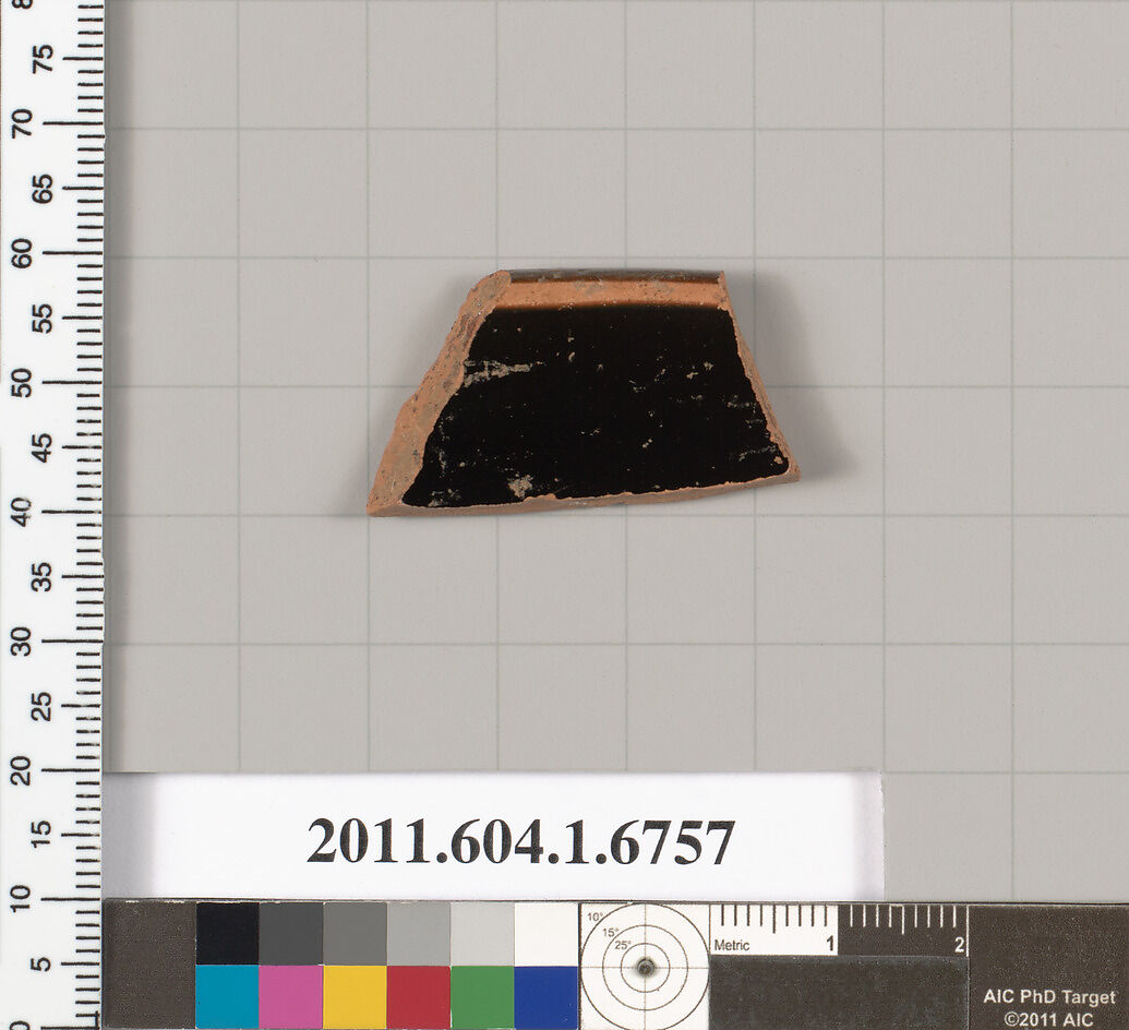 Terracotta rim fragment of a kylix (drinking cup), Terracotta, Greek, Attic