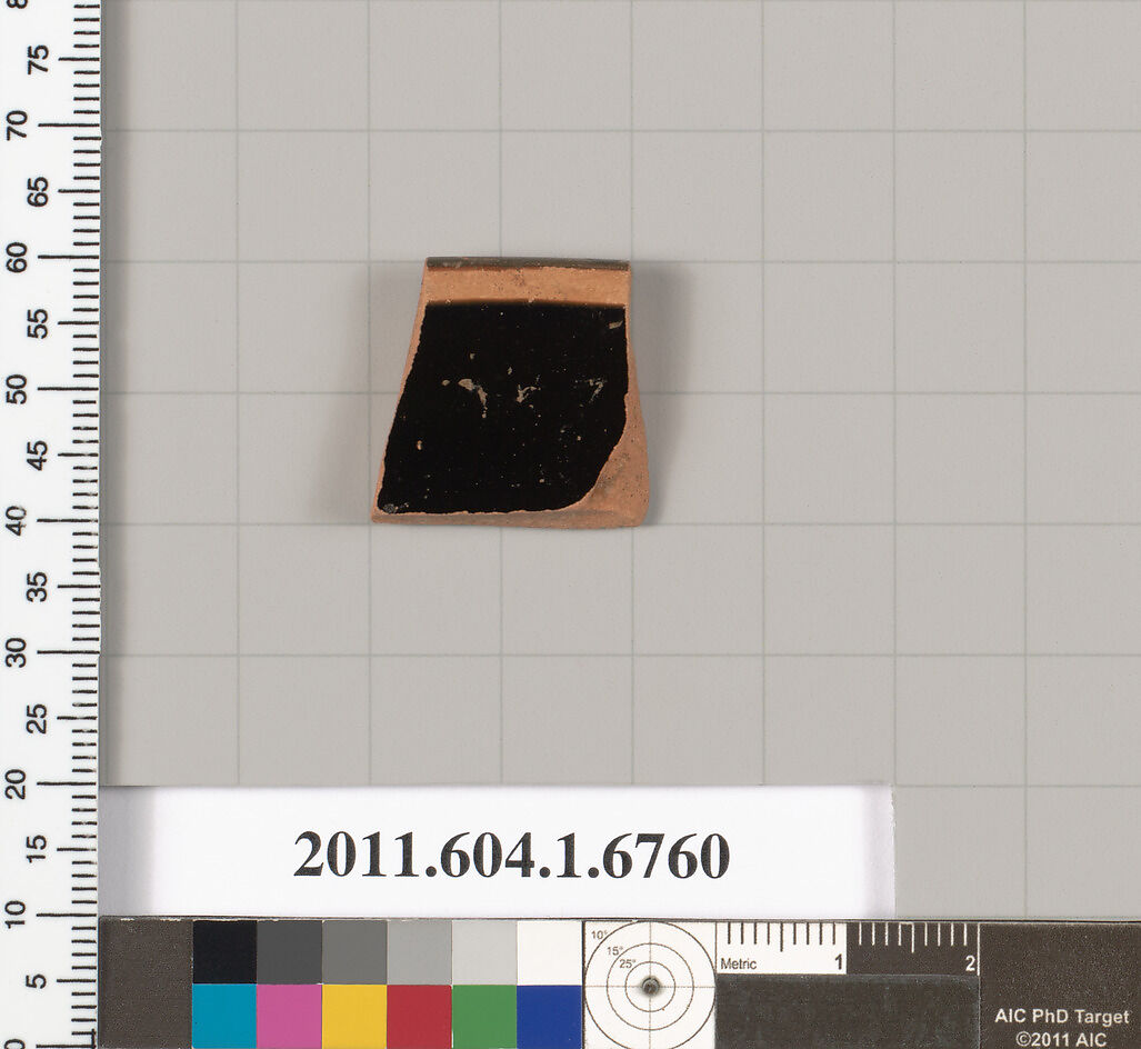 Terracotta rim fragment of a kylix (drinking cup), Terracotta, Greek, Attic