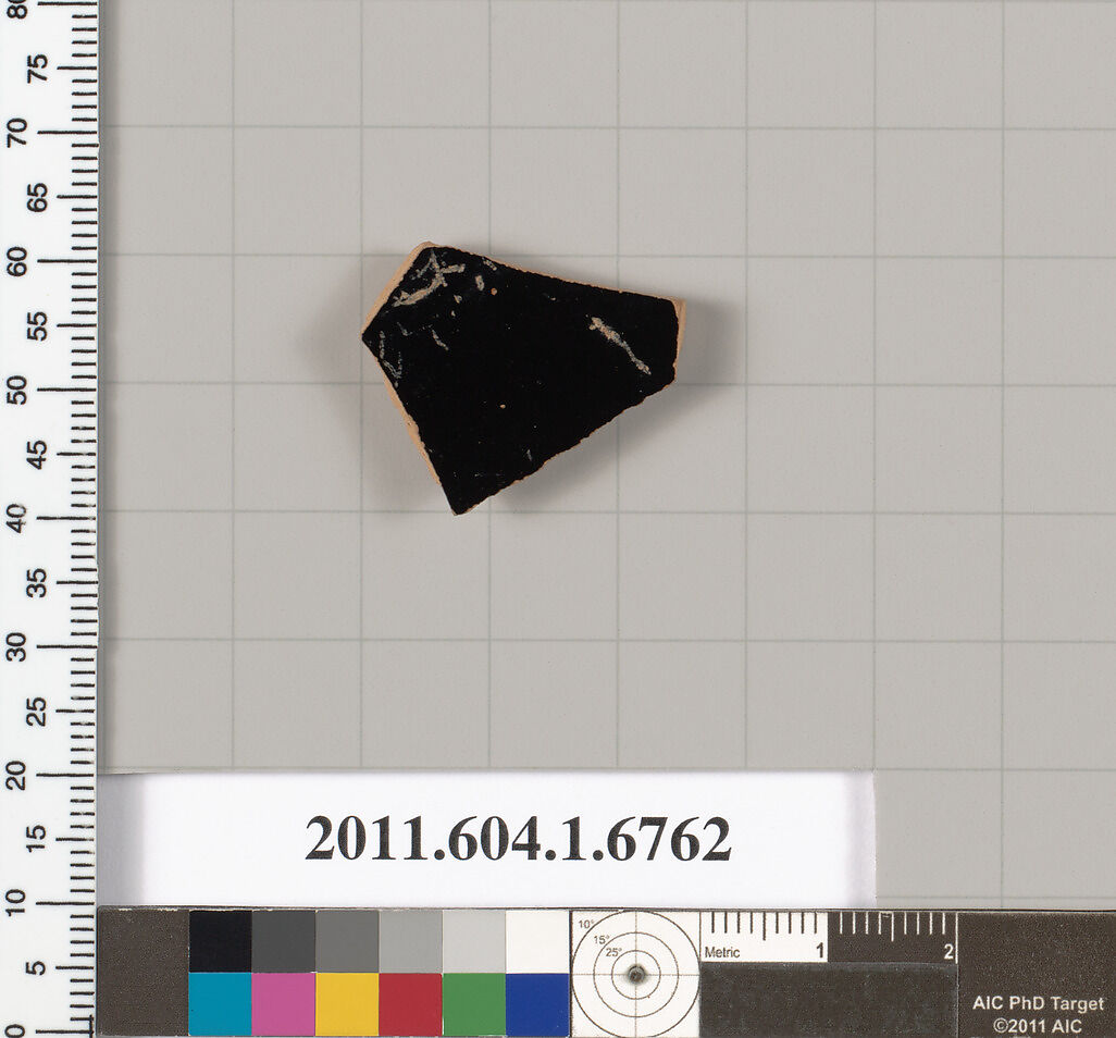 Terracotta fragment of a kylix (drinking cup), Terracotta, Greek, Attic