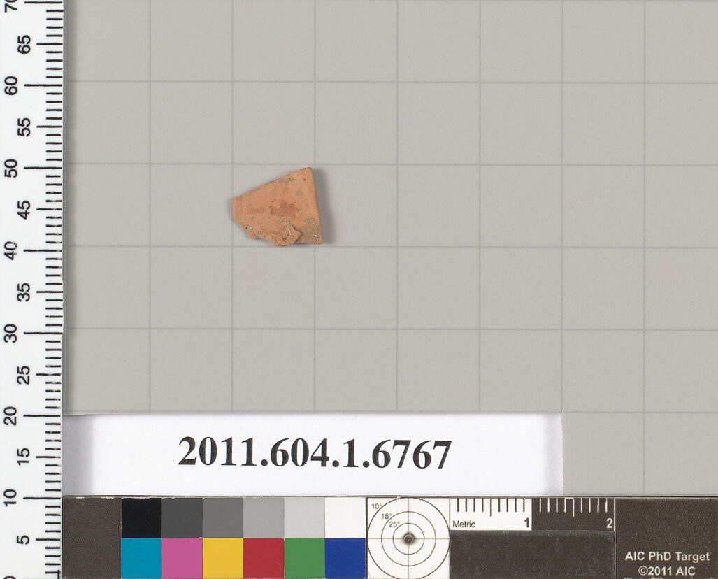 Terracotta fragment of a kylix (drinking cup), Terracotta, Greek, Attic