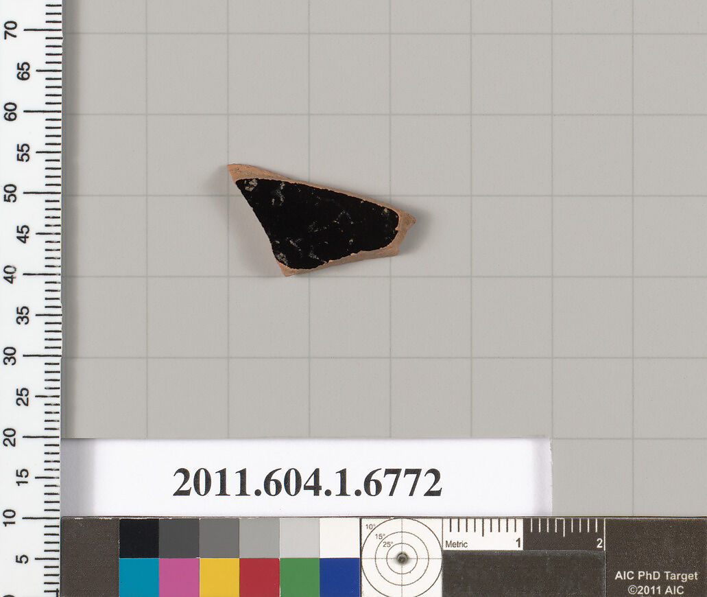 Terracotta fragment of a kylix (drinking cup), Terracotta, Greek, Attic