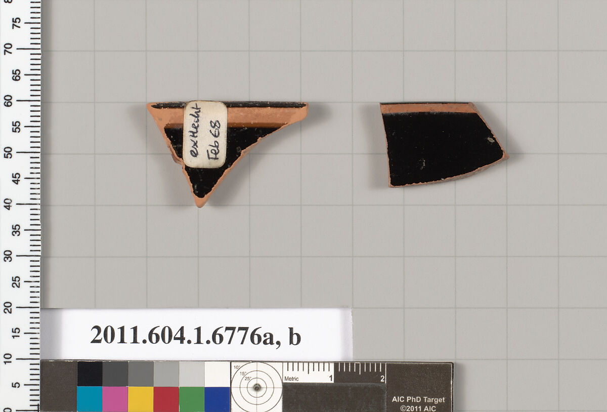 Terracotta rim fragments of kylikes (drinking cups), Terracotta, Greek, Attic