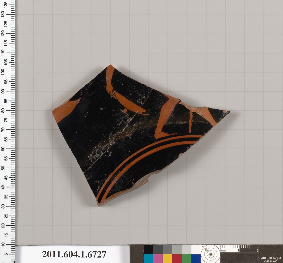 Terracotta fragment of a kylix (drinking cup), Dokimasia Painter or, Terracotta, Greek, Attic