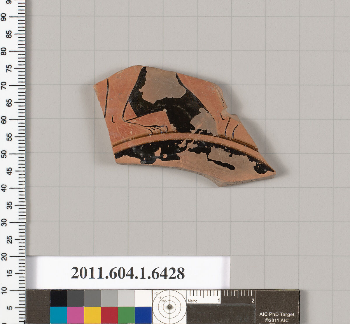 Terracotta fragment of a kylix (drinking cup), Attributed to the Antiphon Painter [DvB], Terracotta, Greek, Attic