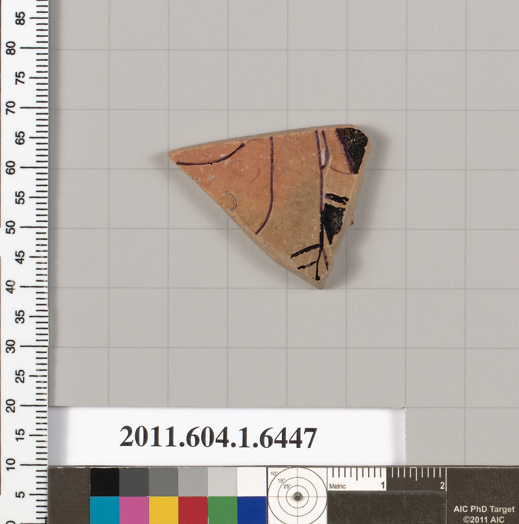 Terracotta fragment of a kylix (drinking cup), Attributed to the Antiphon Painter [DvB], Terracotta, Greek, Attic