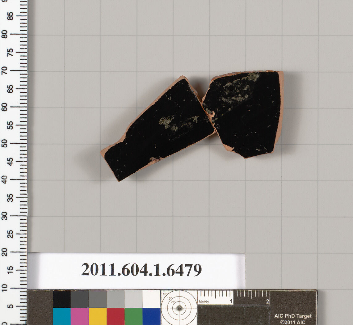 Terracotta fragment of a kylix (drinking cup), Attributed to the Antiphon Painter [Dyfri Williams], Terracotta, Greek, Attic