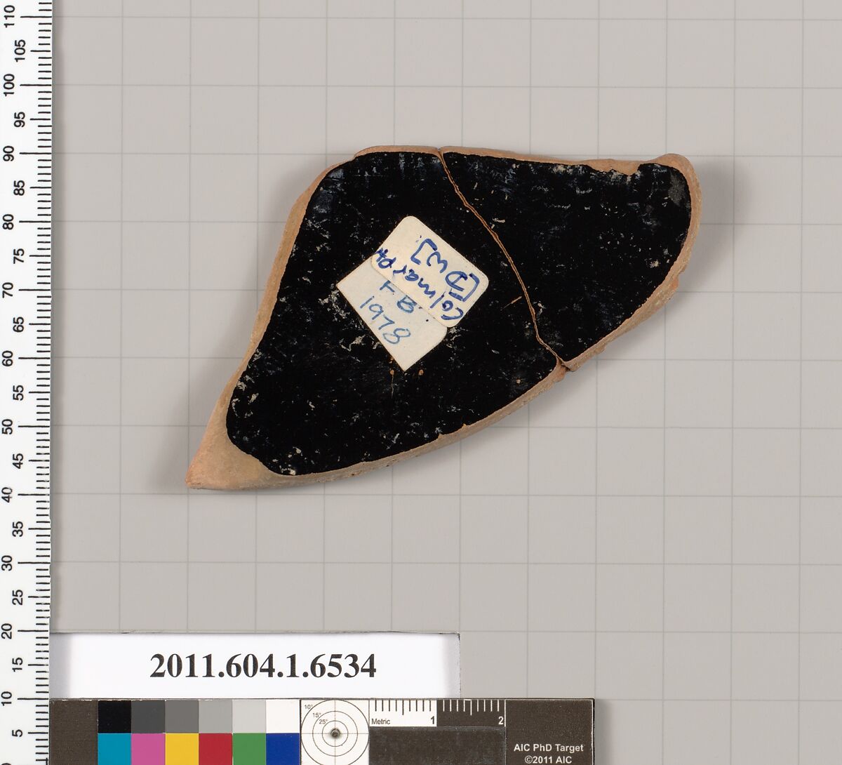 Terracotta fragment of a kylix (drinking cup), Attributed to the Colmar Painter [Dyfri Williams], Terracotta, Greek, Attic