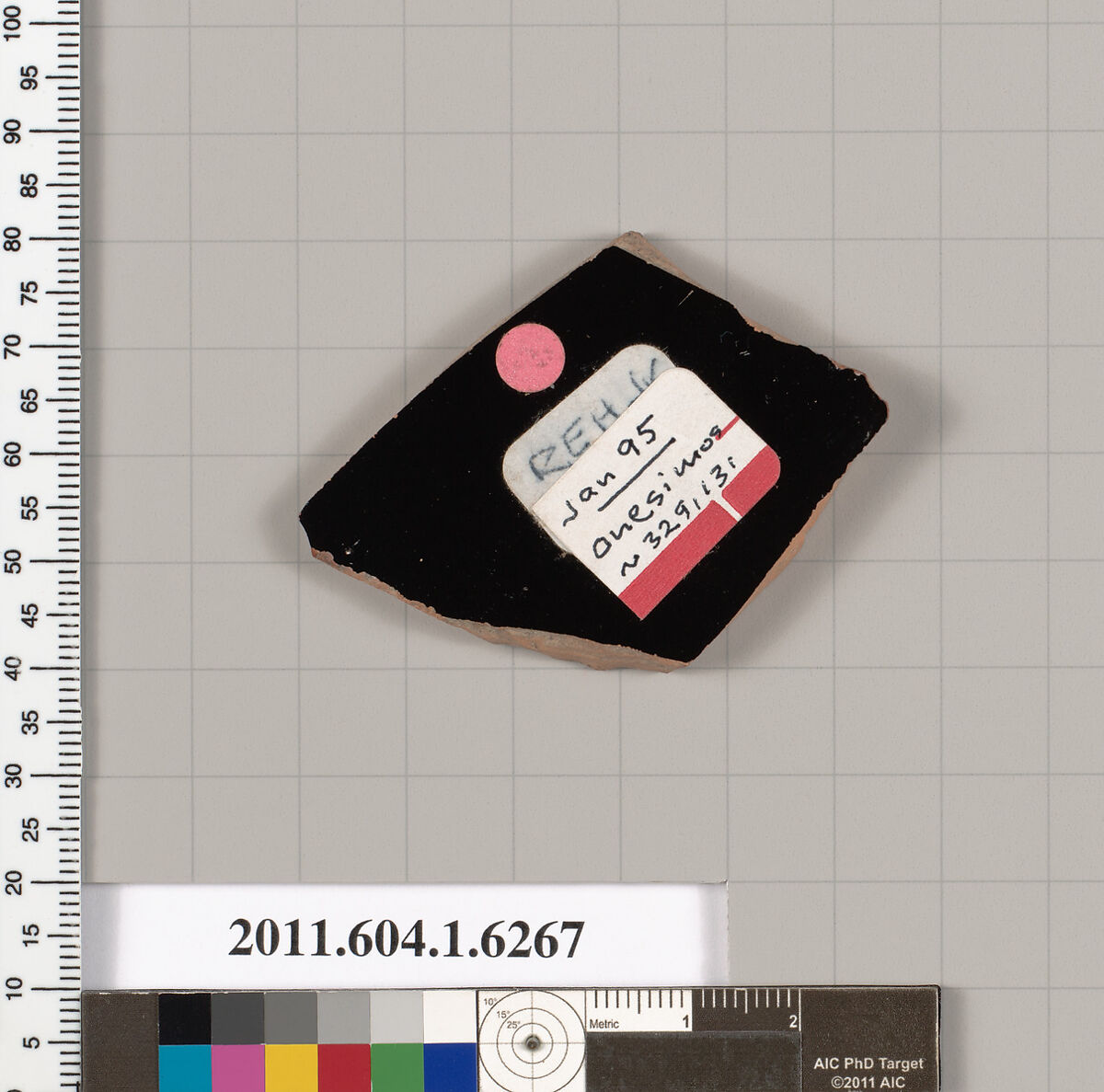 Terracotta fragment of a kylix (drinking cup), Attributed to Onesimos [DvB], Terracotta, Greek, Attic