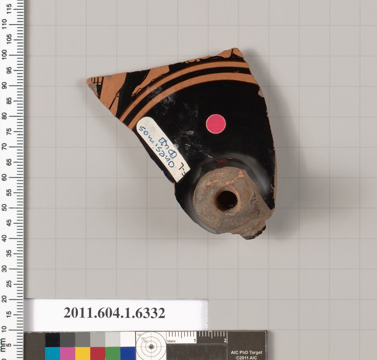 Terracotta fragment of a kylix (drinking cup), Attributed to Onesimos [Dyfri Williams], Terracotta, Greek, Attic