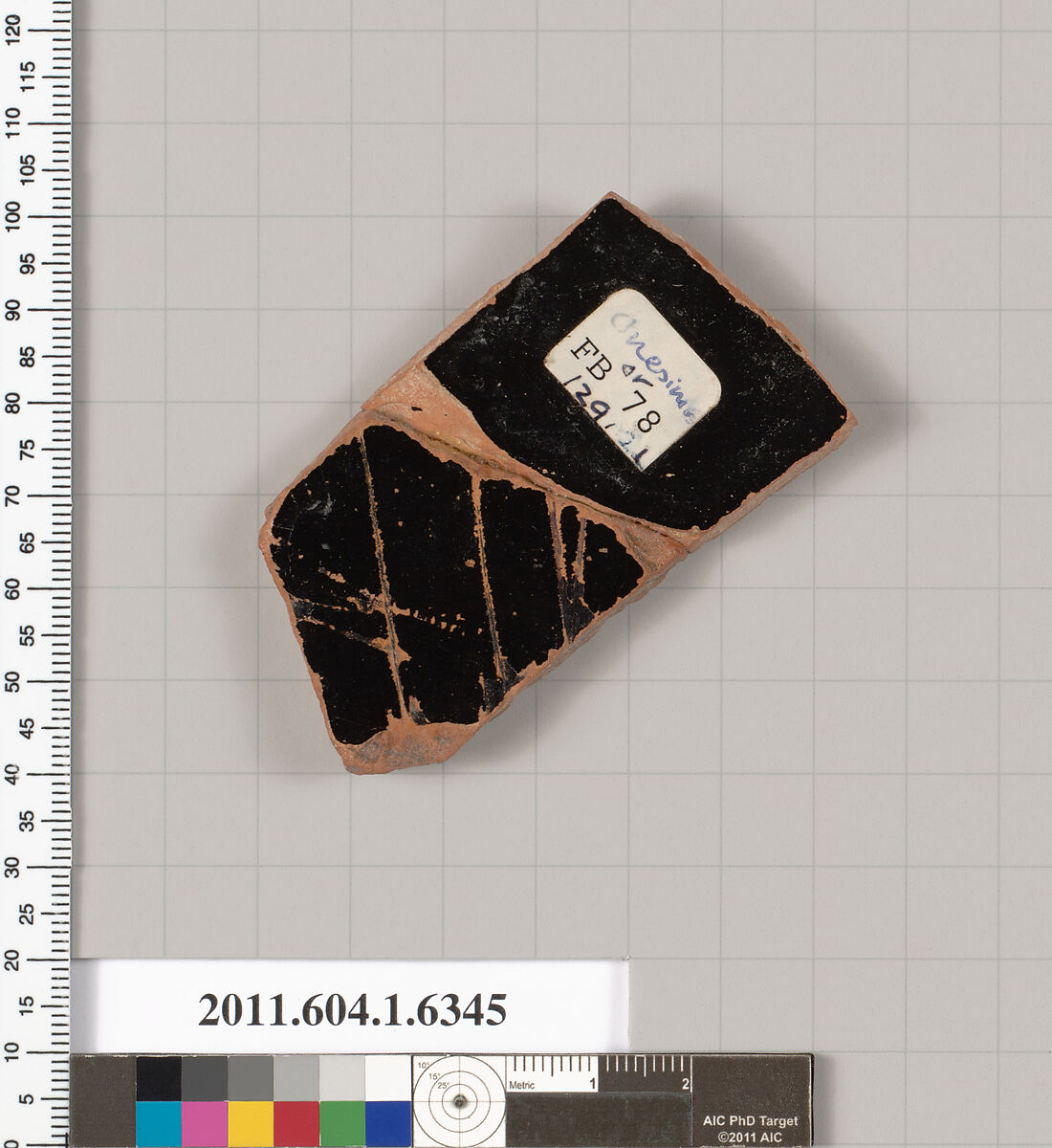 Terracotta fragment of a kylix (drinking cup), Attributed to Onesimos [DvB], Terracotta, Greek, Attic