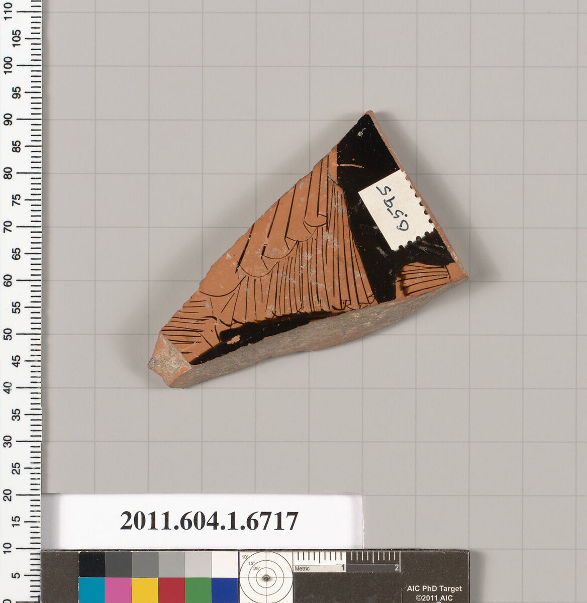 Terracotta fragment of a kylix (drinking cup), Attributed to the Briseis Painter [DvB], Terracotta, Greek, Attic