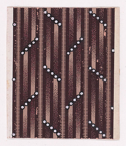 Textile Design with Alternating Horizontal Strips of Pearls over a Striped Background
