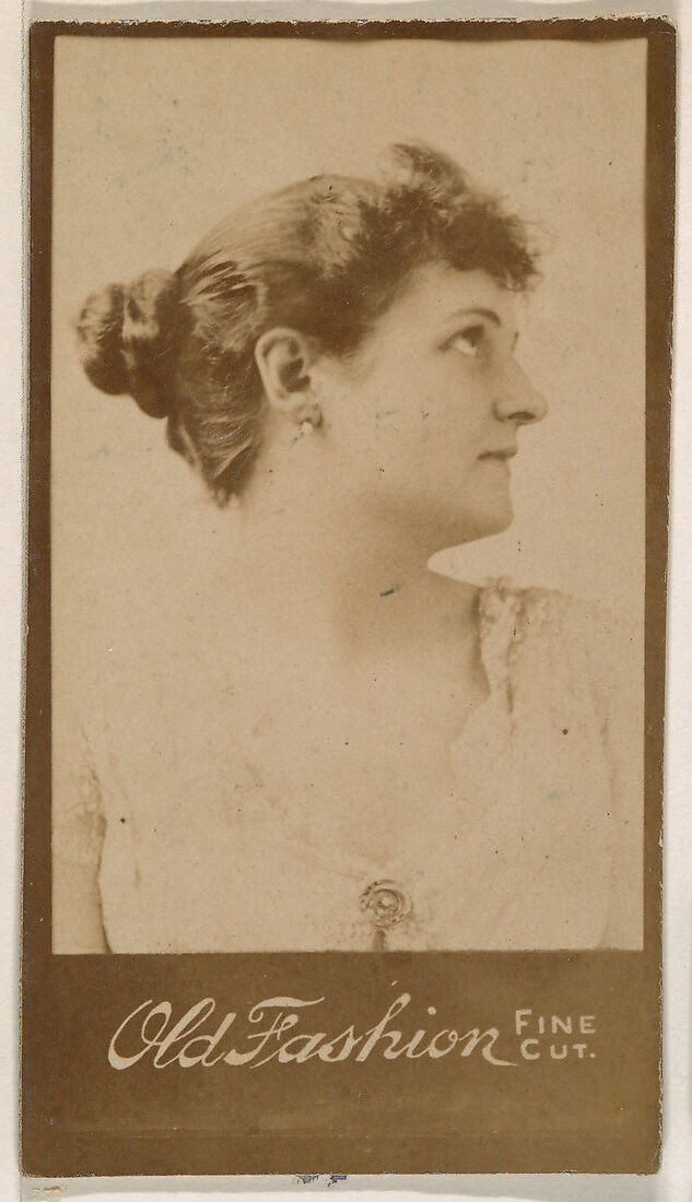 Portrait of actress in profile, from the Actresses series (N664) promoting Old Fashion Fine Cut Tobacco, Albumen photograph 