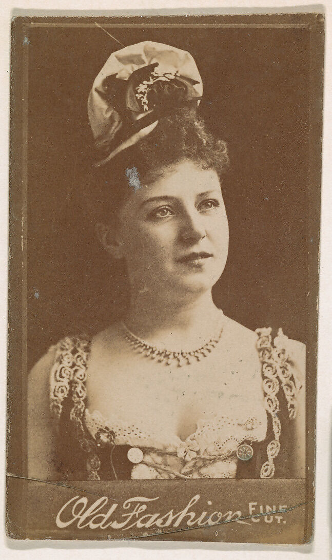 Actress wearing floral hat, from the Actresses series (N664) promoting Old Fashion Fine Cut Tobacco, Albumen photograph 