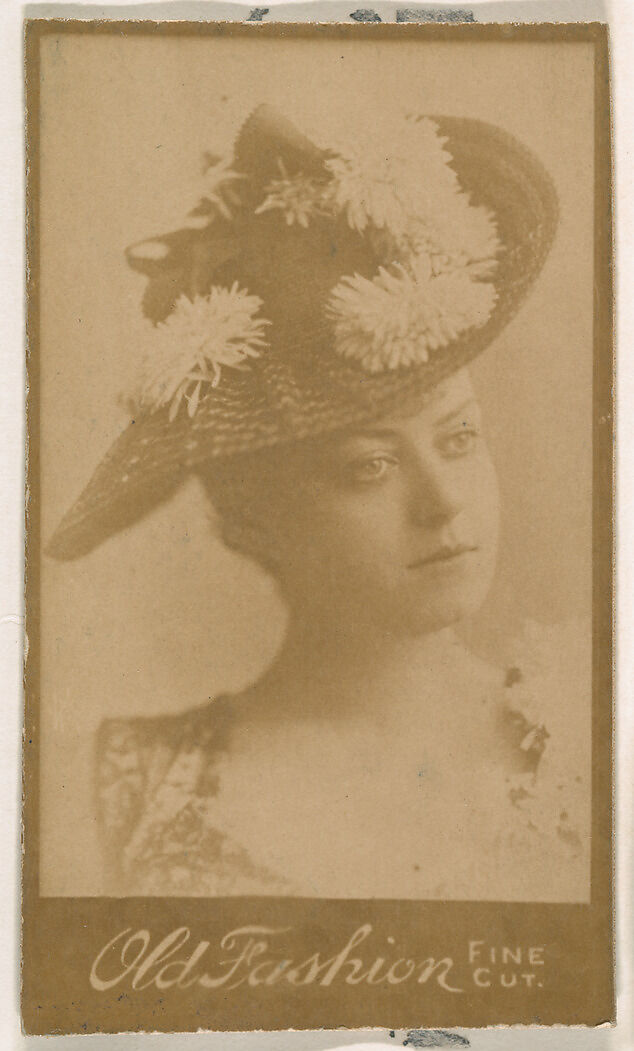 Actress wearing floral hat, from the Actresses series (N664) promoting Old Fashion Fine Cut Tobacco, Albumen photograph 