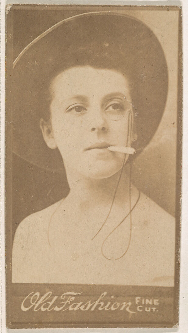 Actress with monocle and cigarette, from the Actresses series (N664) promoting Old Fashion Fine Cut Tobacco, Albumen photograph 