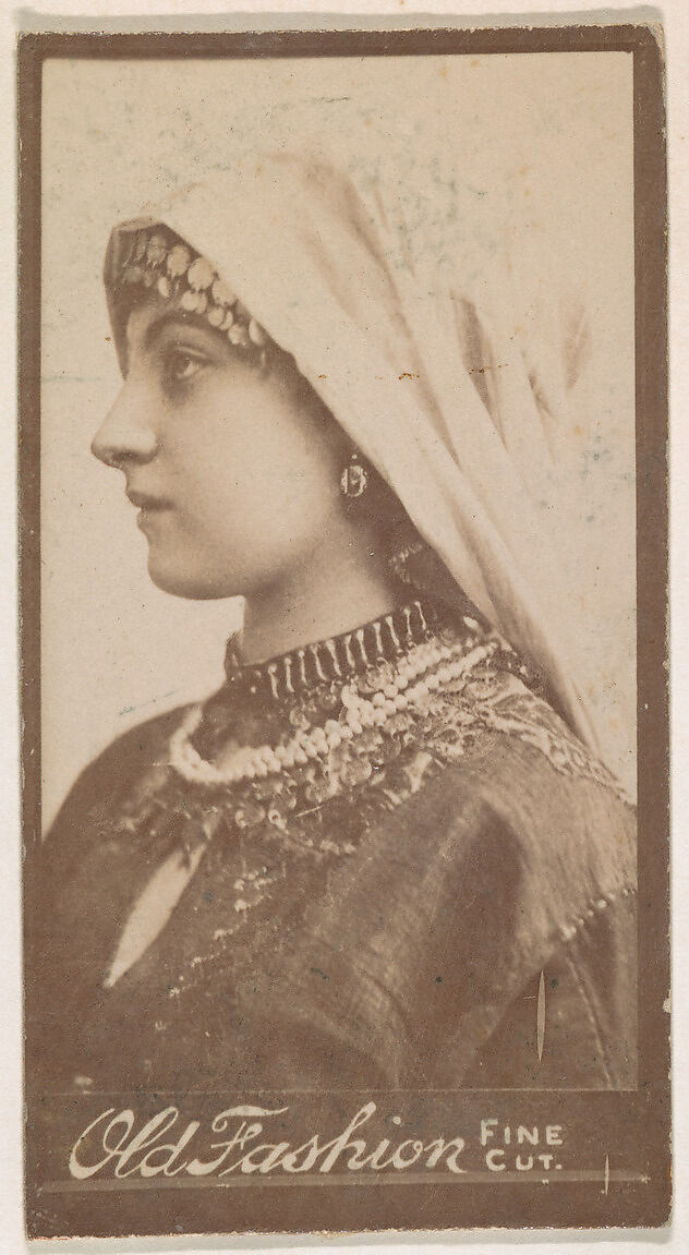 Actress wearing cloth headpiece, from the Actresses series (N664) promoting Old Fashion Fine Cut Tobacco, Albumen photograph 